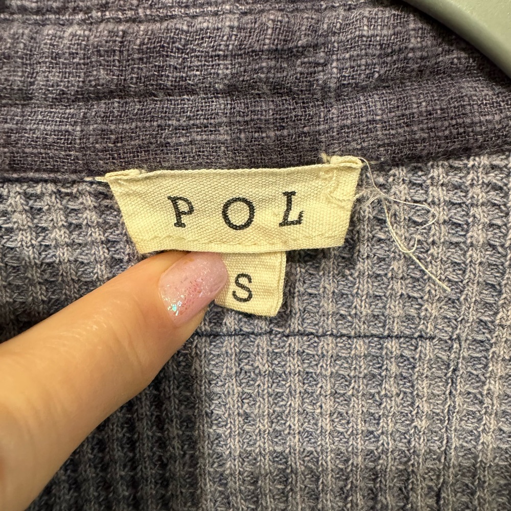 POL Blue and Gray Waffle Knit Top - Picture 3 of 3